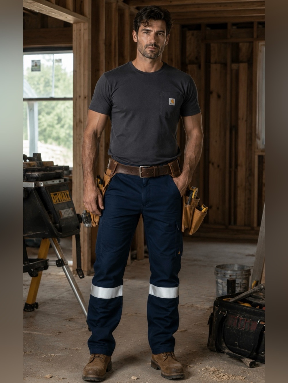Carhartt Navy Cargo Utility Pants with Reflective Strips 32 x 30 NWT